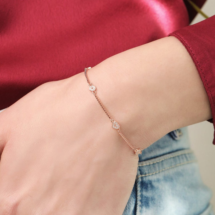 Heartbeat Harmony Rose Gold-Plated 925 Sterling Silver Bracelet