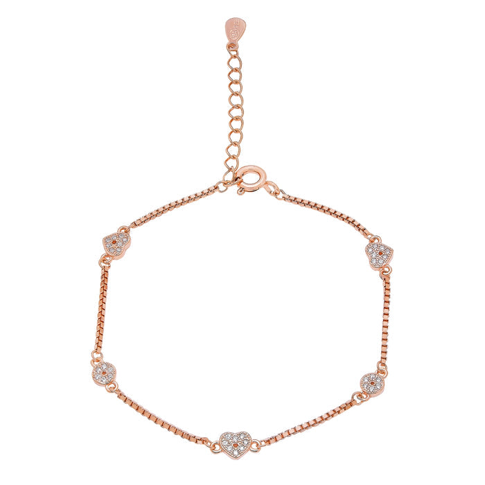 Heartbeat Harmony Rose Gold-Plated 925 Sterling Silver Bracelet