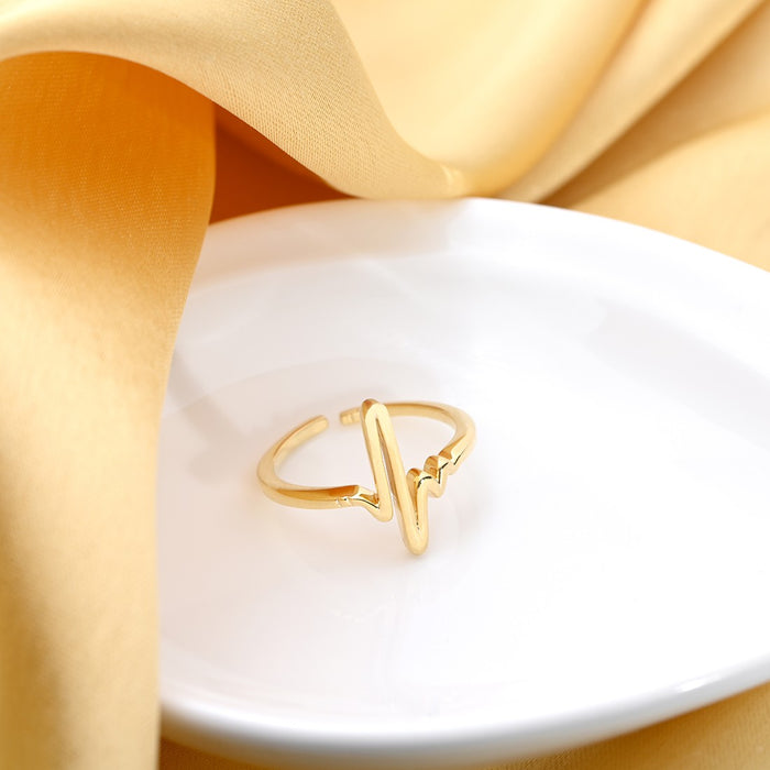 Heartbeat of Love Gold Plated 925 Sterling Silver Ring (Adjustable)