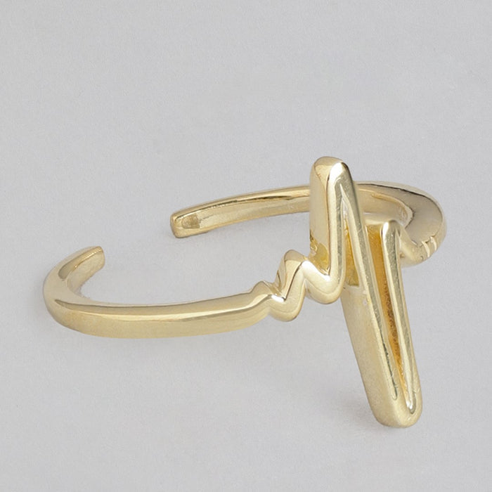 Heartbeat of Love Gold Plated 925 Sterling Silver Ring (Adjustable)