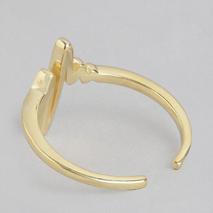 Heartbeat of Love Gold Plated 925 Sterling Silver Ring (Adjustable)