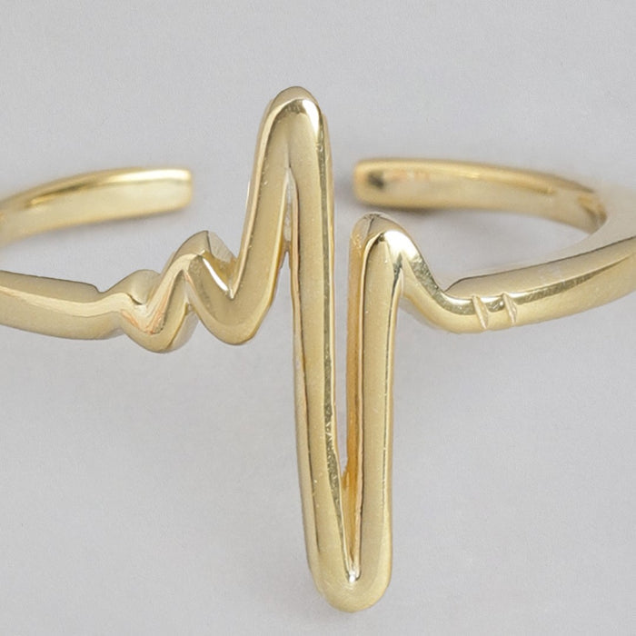 Heartbeat of Love Gold Plated 925 Sterling Silver Ring (Adjustable)