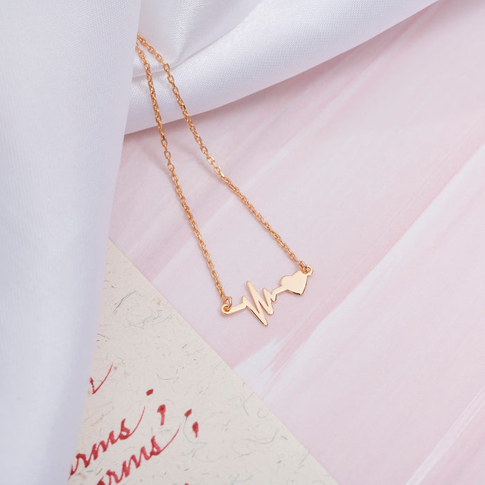 Heartbeat Rose Gold Plated 925 Sterling Silver Necklace