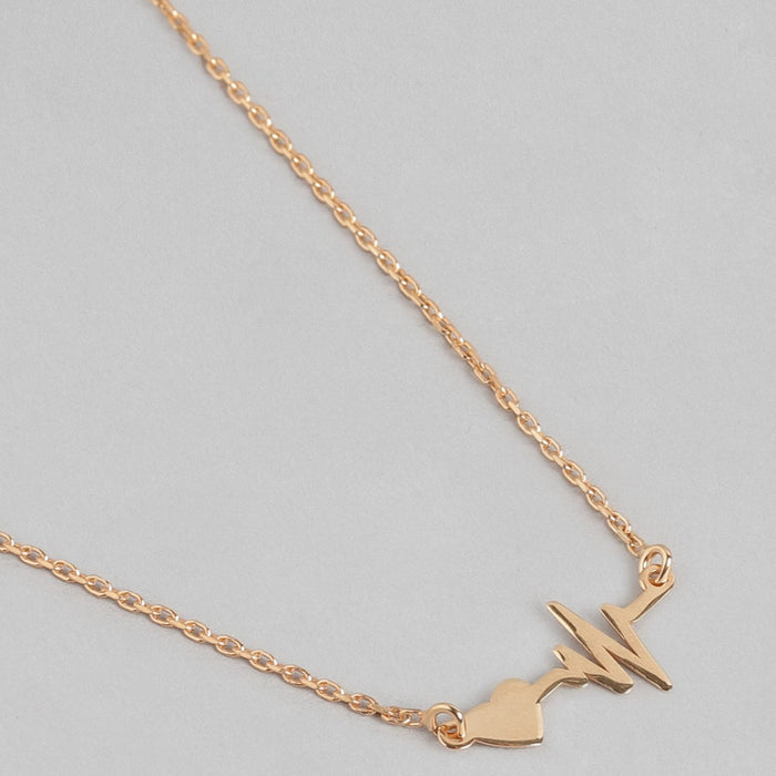 Heartbeat Rose Gold Plated 925 Sterling Silver Necklace