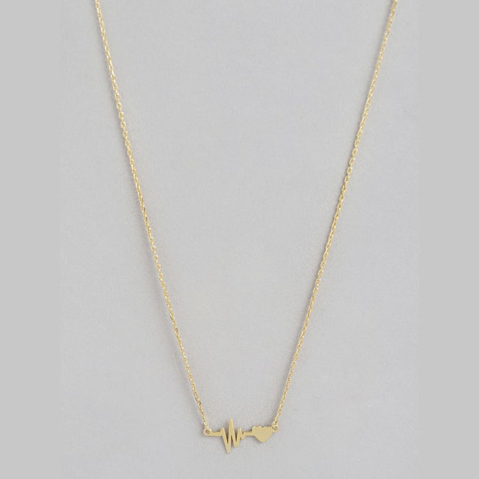 Heartbeats of Love Gold Plated 925 Sterling Silver Necklace with CZ