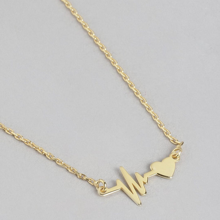 Heartbeats of Love Gold Plated 925 Sterling Silver Necklace with CZ