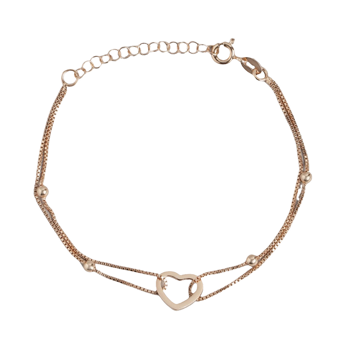 Heartfelt Affection Rose Gold-Plated 925 Sterling Silver Bracelet