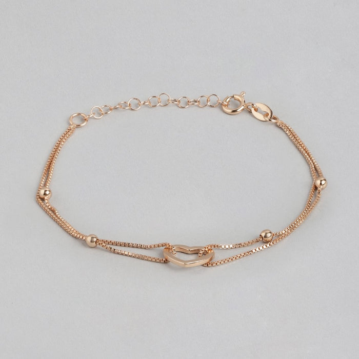 Heartfelt Affection Rose Gold-Plated 925 Sterling Silver Bracelet