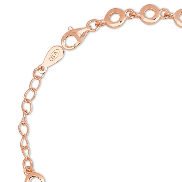 Clasp detail of a rose gold 925 sterling silver women's bracelet with adjustable chain – Zavya