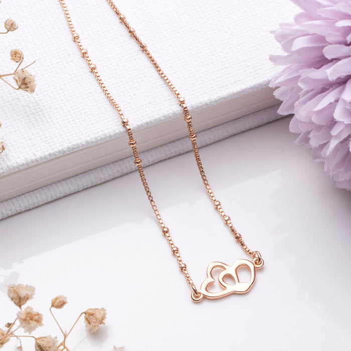 Heartfelt Affection Rose Gold-Plated 925 Sterling Silver Necklace
