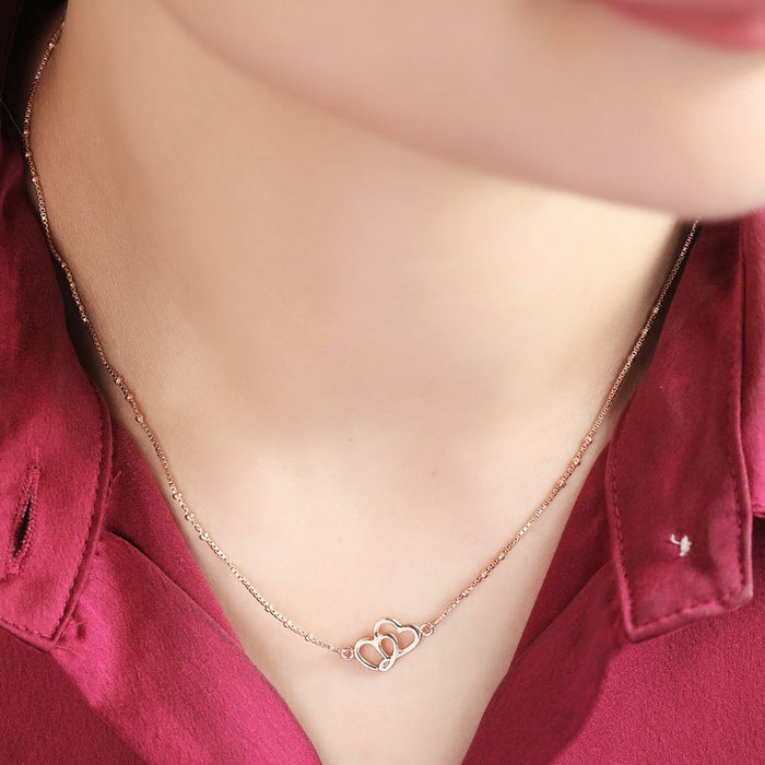 Heartfelt Affection Rose Gold-Plated 925 Sterling Silver Necklace