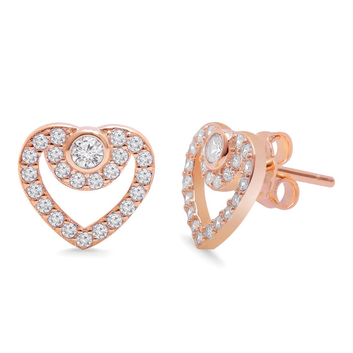 Heartfelt CZ Radiance 925 Sterling Silver Rose Gold-Plated Jewelry Set