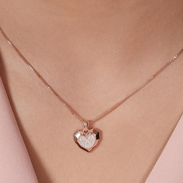 Heartfelt Elegance Rose Gold Plated 925 Sterling Silver Heart Pendant