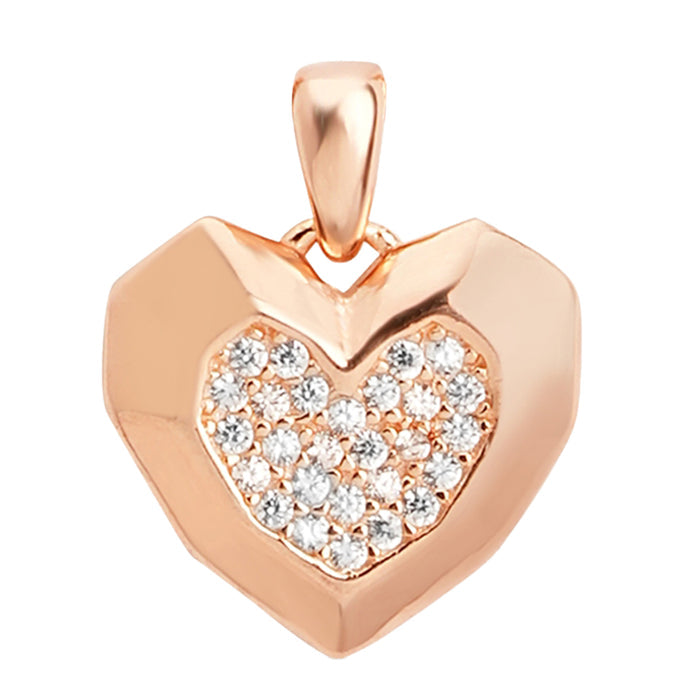 Heartfelt Elegance Rose Gold Plated 925 Sterling Silver Heart Pendant