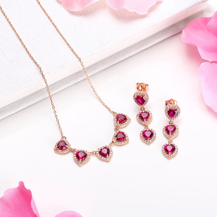 Heartfelt Elegance Rose Gold-Plated 925 Sterling Silver Jewelry Set