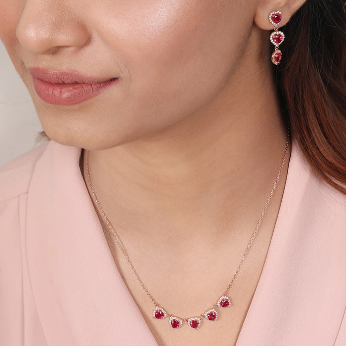 Heartfelt Elegance Rose Gold-Plated 925 Sterling Silver Jewelry Set