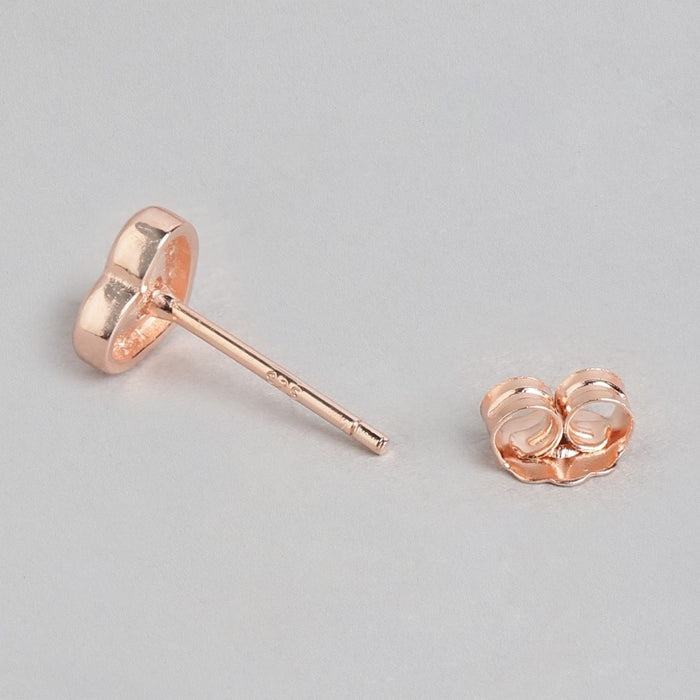 Heartfelt Elegance Rose Gold-Plated Cubic Zirconia 925 Sterling Silver Earrings