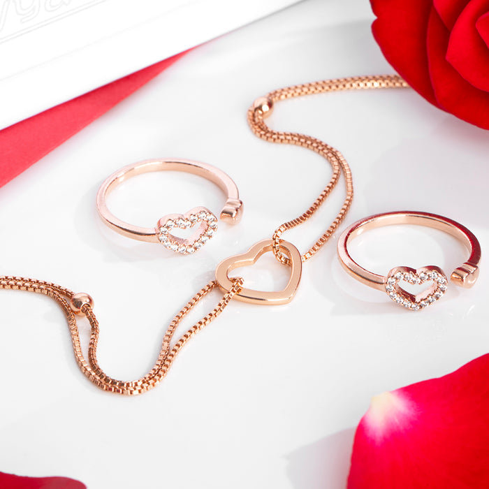 Heartfelt Embrace - Valentine's Toe Ring & Anklet Pair Combo