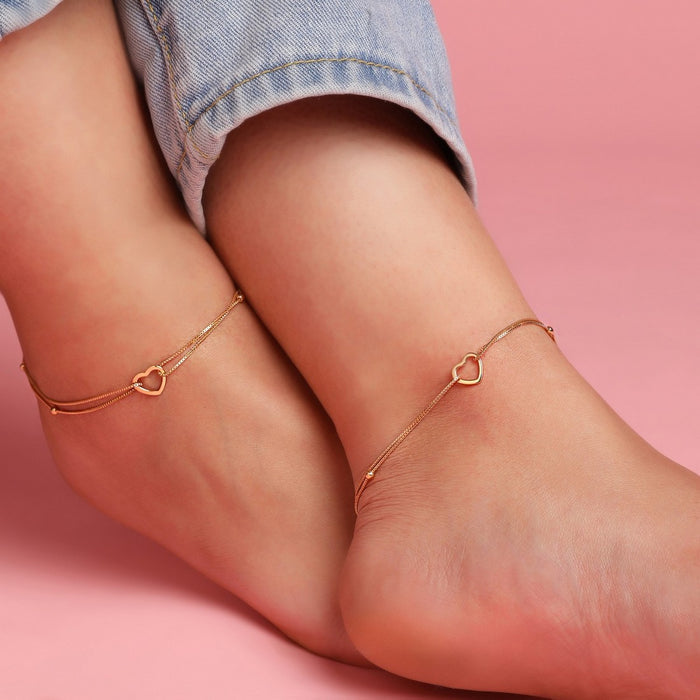 Heartfelt Embrace - Valentine's Toe Ring & Anklet Pair Combo