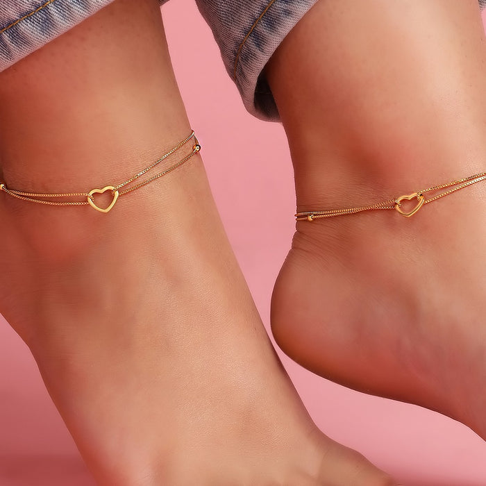 Heartfelt Embrace - Valentine's Toe Ring & Anklet Pair Combo