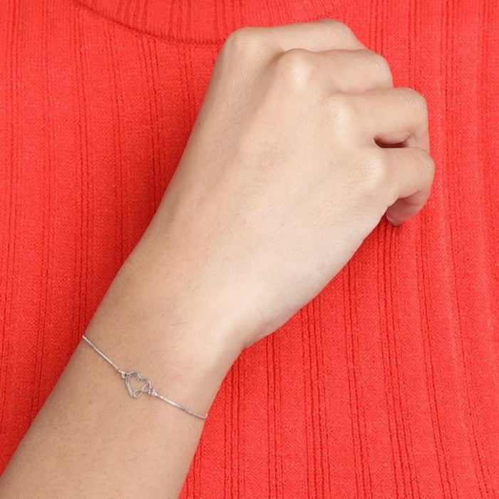 Heartfelt Infinity Rhodium-Plated 925 Sterling Silver Bracelet