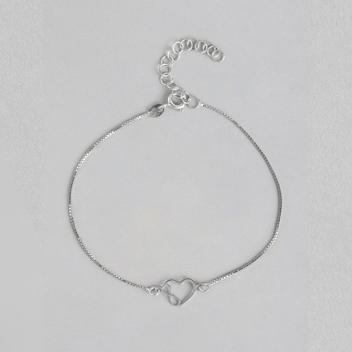 Heartfelt Infinity Rhodium-Plated 925 Sterling Silver Bracelet
