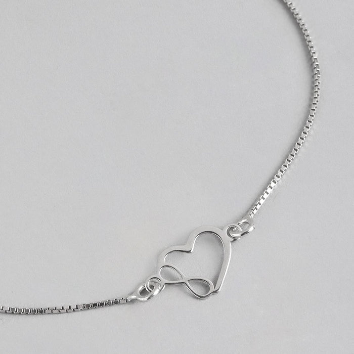 Heartfelt Infinity Rhodium-Plated 925 Sterling Silver Bracelet