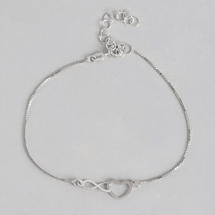 Heartfelt Infinity Rhodium-Plated Box Chain Adjustable Bracelet