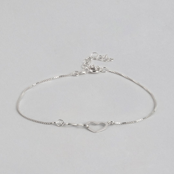 Heartfelt Infinity Rhodium-Plated Box Chain Adjustable Bracelet