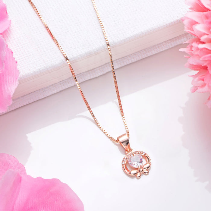Heartfelt Radiance 925 Sterling Silver Rose gold Pendant with Chain