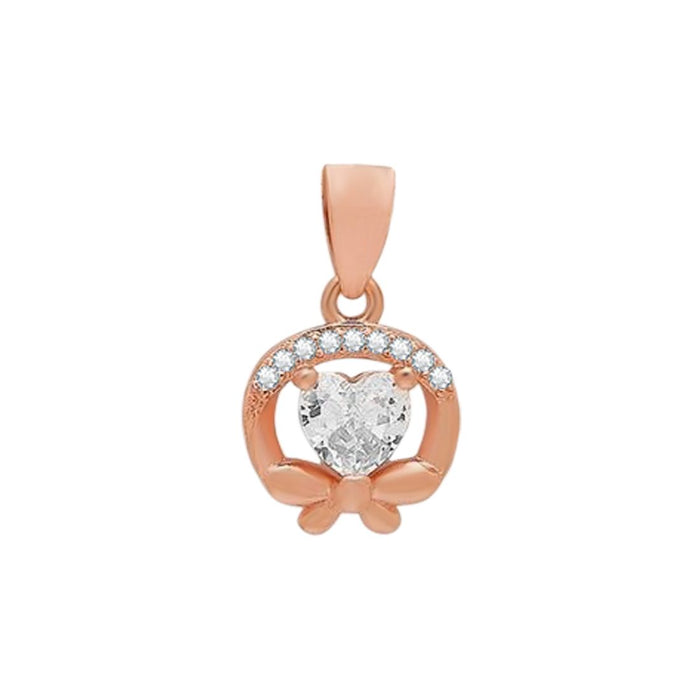 Heartfelt Radiance 925 Sterling Silver Rose gold Pendant with Chain