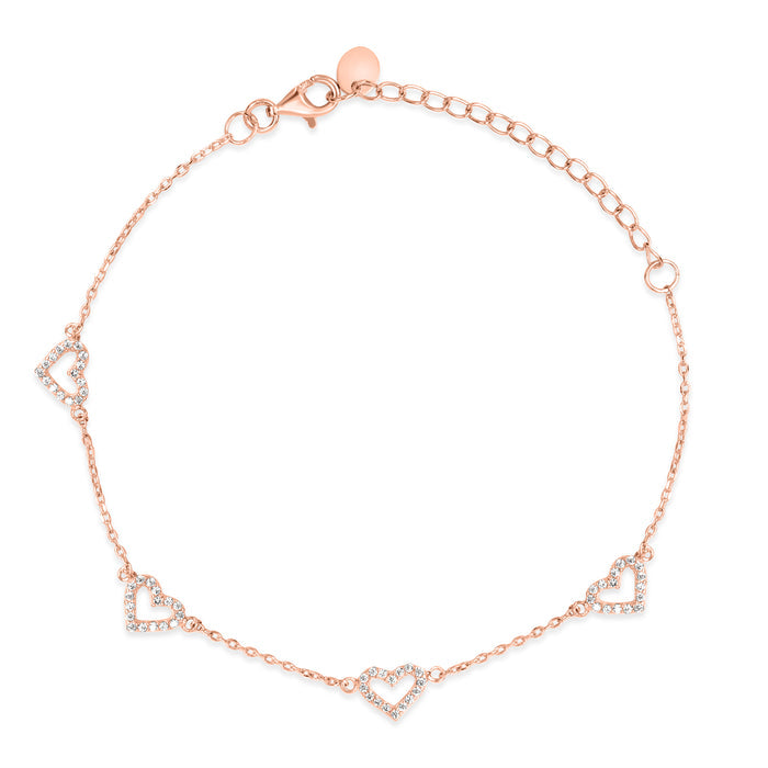 Heartfelt Radiance 925 Sterling Silver Rose Gold-Plated Bracelet