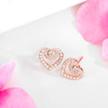 Heartfelt Radiance CZ 925 Sterling Silver Rose Gold-Plated Earring