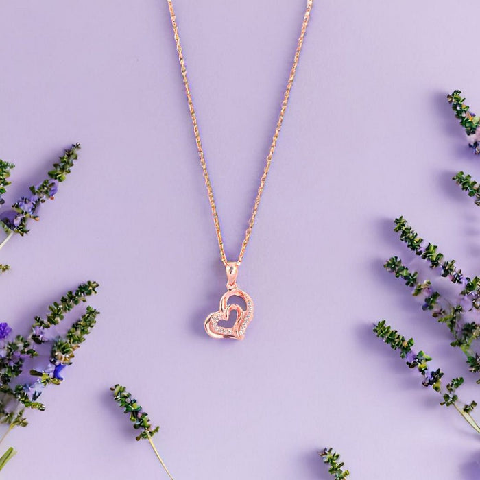 Heartfelt Radiance CZ Rose Gold Plated 925 Silver Pendant
