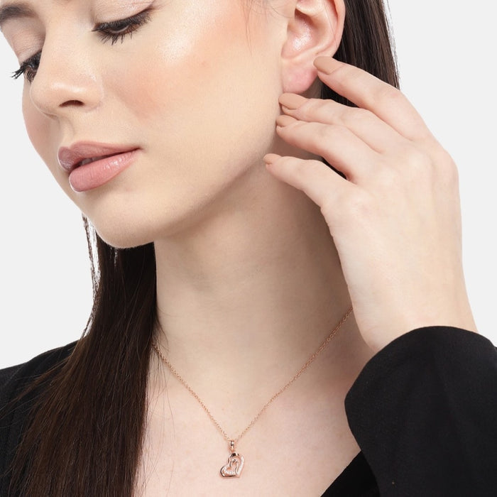 Heartfelt Radiance CZ Rose Gold Plated 925 Silver Pendant