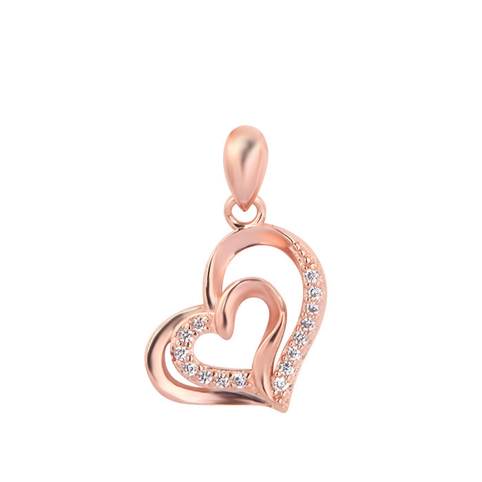 Heartfelt Radiance CZ Rose Gold Plated 925 Silver Pendant