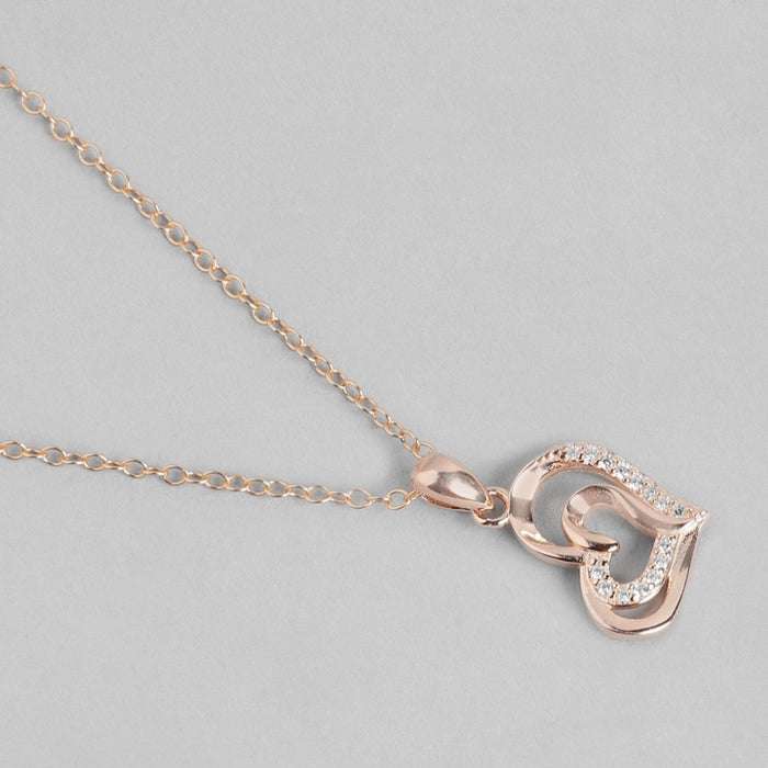 Heartfelt Radiance CZ Rose Gold Plated 925 Silver Pendant