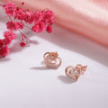 Heartfelt Radiance CZ Rose Gold Plated 925 Silver Stud Earrings