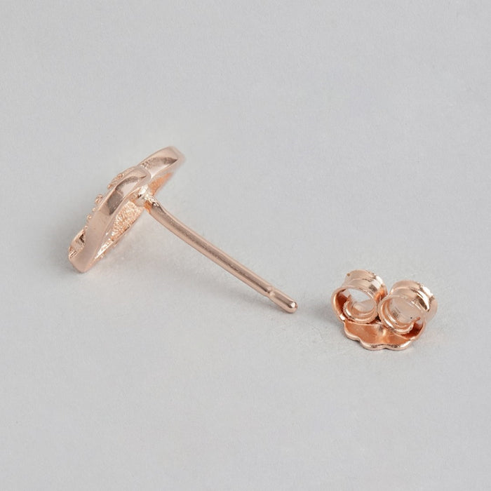Heartfelt Radiance CZ Rose Gold Plated 925 Silver Stud Earrings