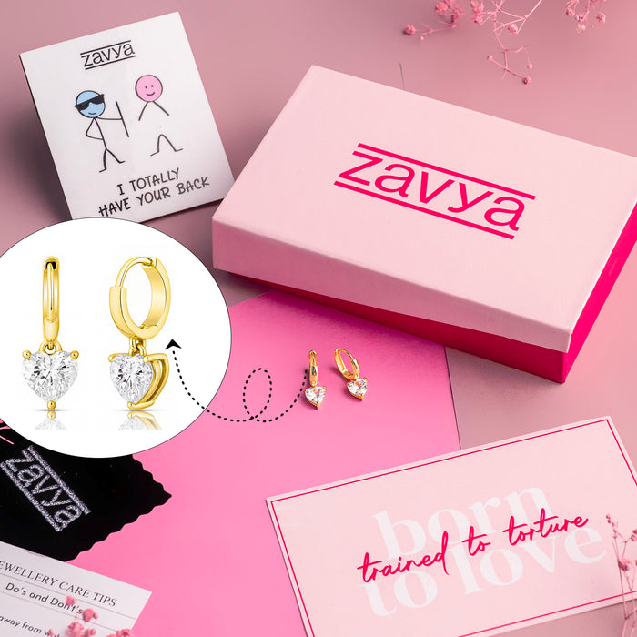 Heartfelt Radiance Gold Plated 925 Sterling Silver Earrings Gift Hamper