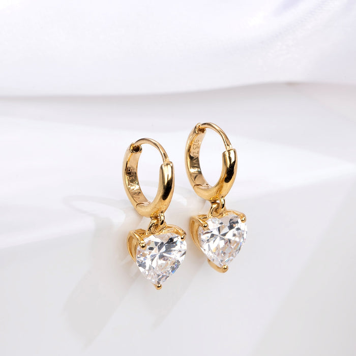 925 Sterling Silver Heartfelt Radiance Gold Plated 925 Sterling Silver Earrings for Women – Zavya