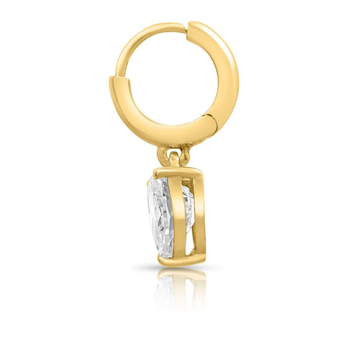 Gold plated 925 Sterling Silver hoop earrings for women with clear dangling stone – Zavya