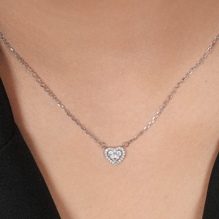 Heartfelt Radiance Rhodium Plated 925 Sterling Silver Necklace