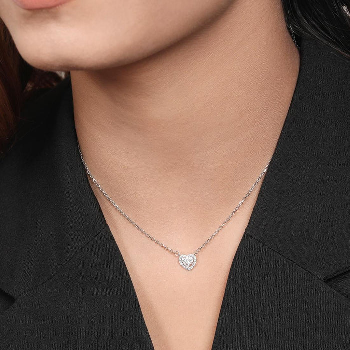 Heartfelt Radiance Rhodium Plated 925 Sterling Silver Necklace
