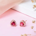 Heartfelt Radiance Rose Gold-Plated 925 Sterling Silver CZ Women's Earrings