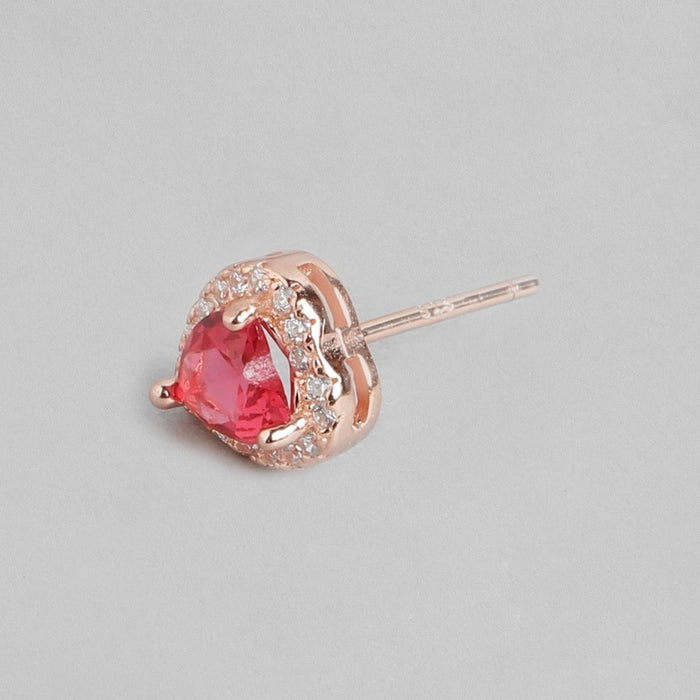 Heartfelt Radiance Rose Gold-Plated 925 Sterling Silver CZ Women's Earrings