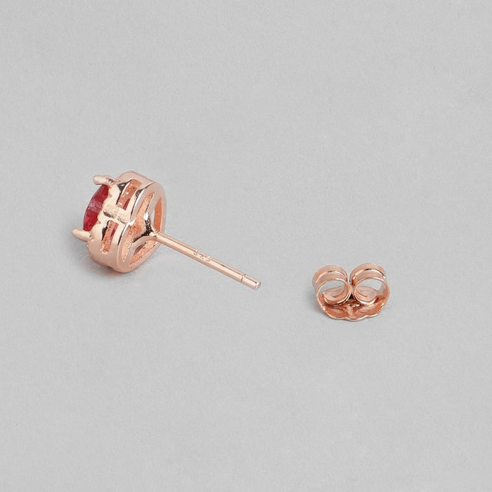 Heartfelt Radiance Rose Gold-Plated 925 Sterling Silver CZ Women's Earrings
