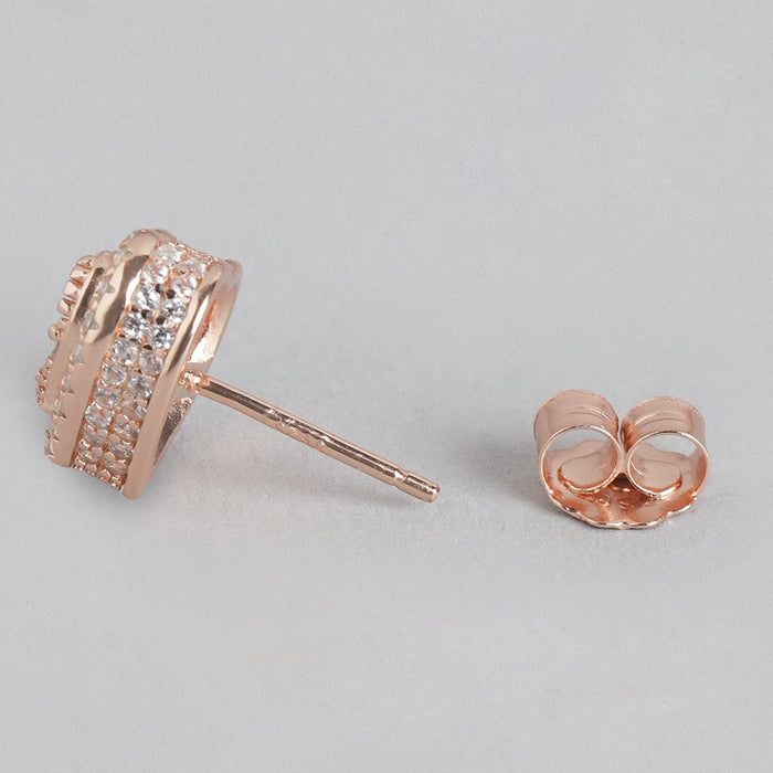 Heartfelt Radiance Rose Gold-Plated CZ 925 Sterling Silver Earrings