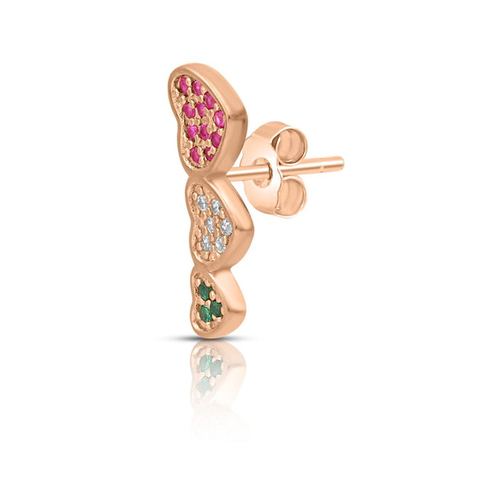 Heartfelt Trio Rose Gold Plated 925 Sterling Silver Earrings