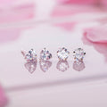Hearts and Sparkles Rhodium-Plated Combo Earrings with Cubic Zirconia